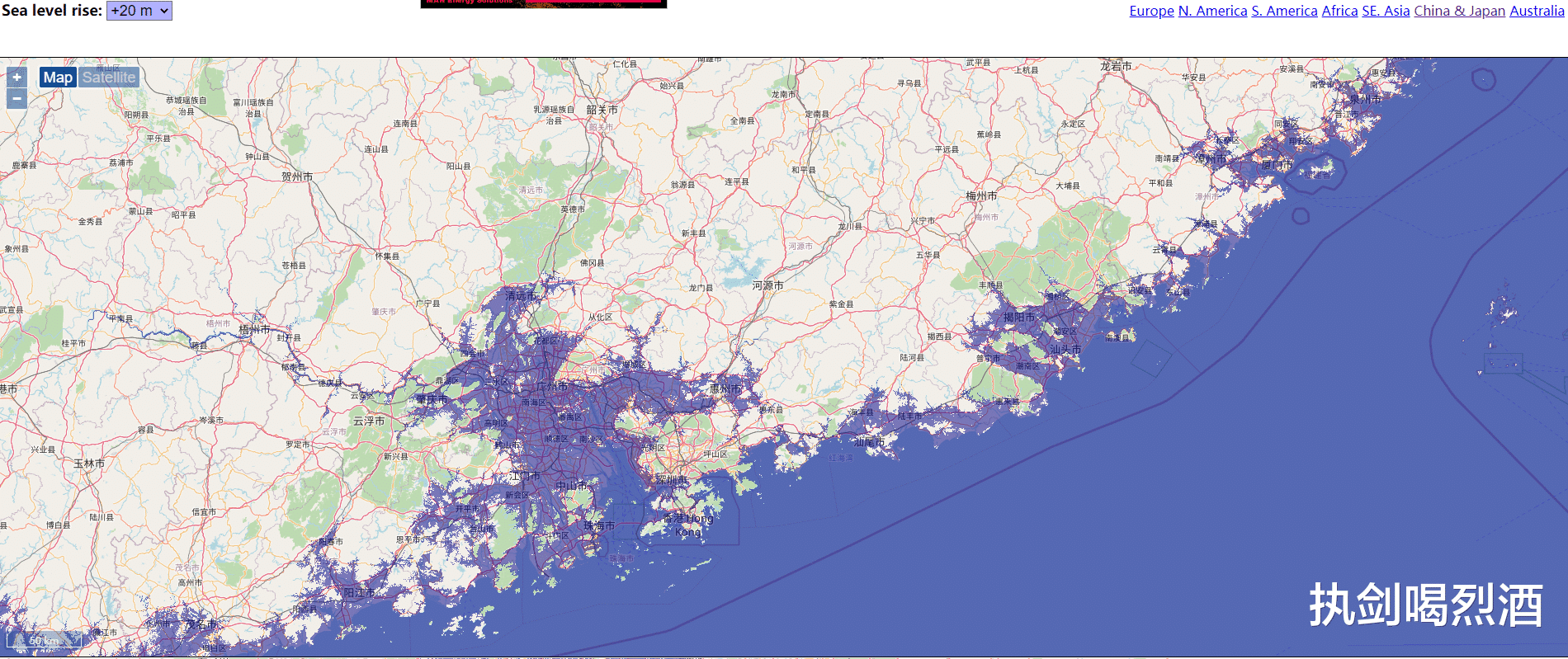 长沙|假如海平面上升20米,中国哪些城市会消失?