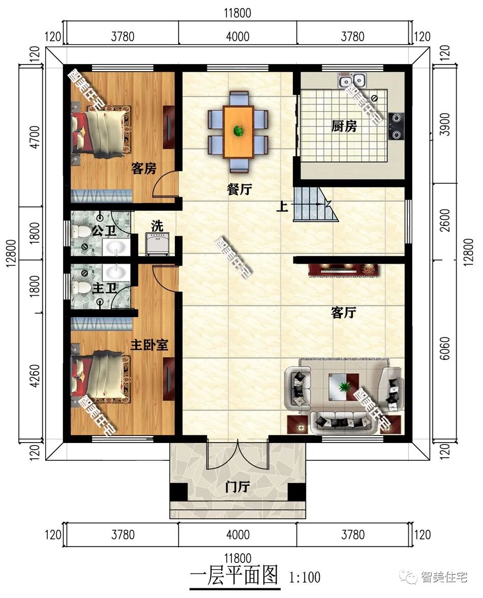 开间尺寸11.8米,带八角窗设计的小洋房,它就是一栋完美住宅