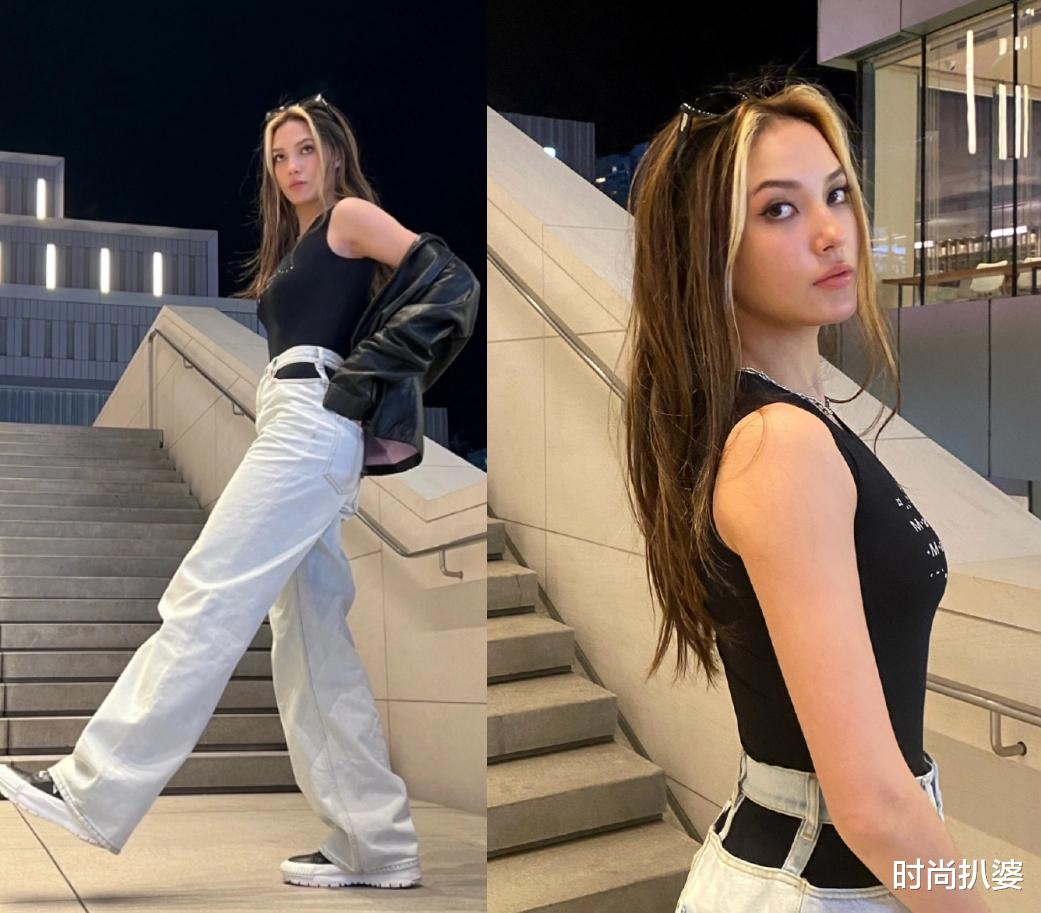 谷爱凌|明星穿搭,谷爱凌把一身黑西装穿出活力,肯豆辣妹装配少女编发