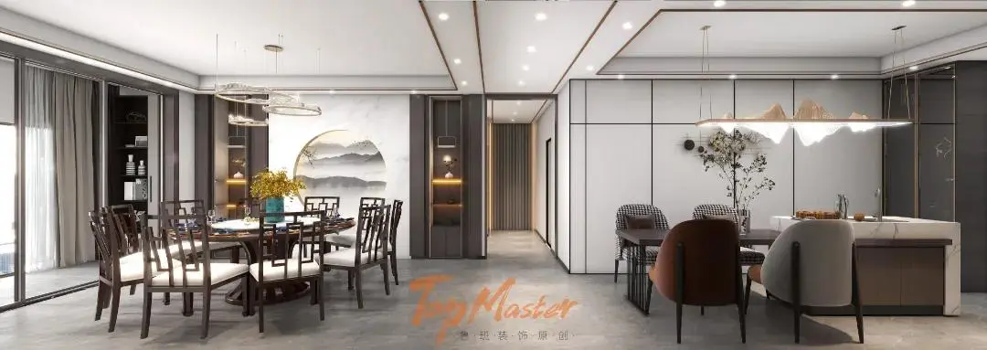 【鲁班装饰】华夏四季390㎡新中式风格，月出石镜间，松鸣风琴里