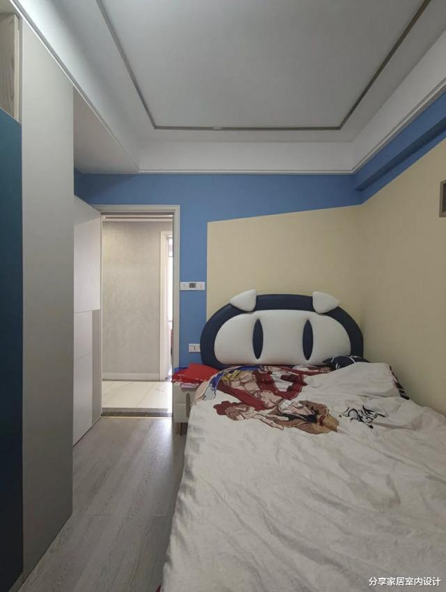 120平现代轻奢风格,三代同堂越住越喜欢,护墙板做背景墙很大气