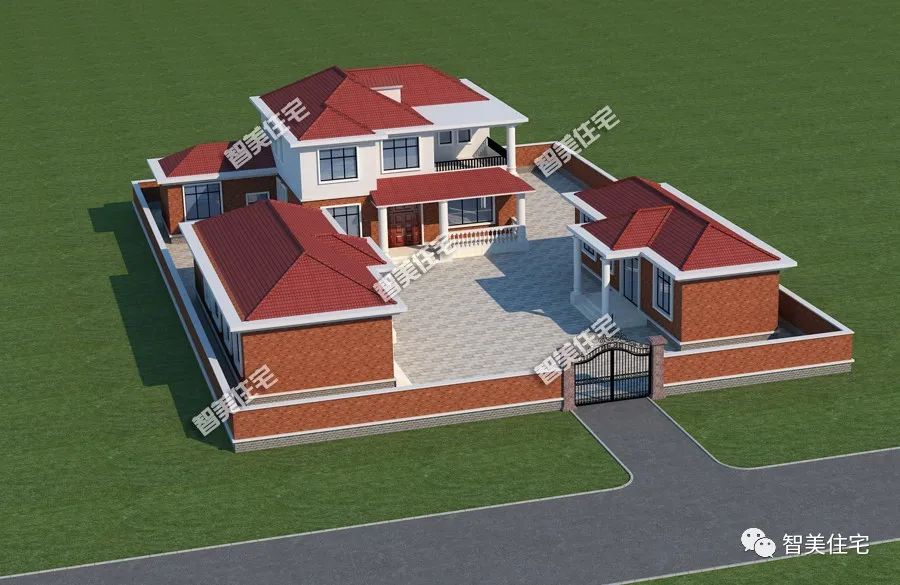 盖一栋与众不同的房子，简欧风格式合院住宅，引领新时尚！