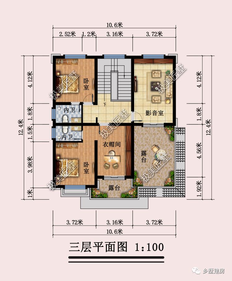 10.6X11.4米自带影音室的设计,人人都羡慕,回村建一栋不后悔