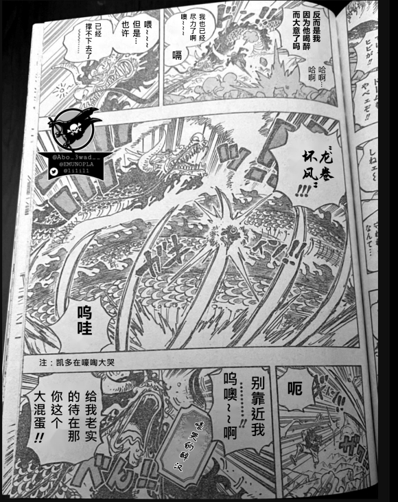 路飞|海贼王1037话汉化,凯多被打得翻白眼,象主可能是觉醒的恶魔果实