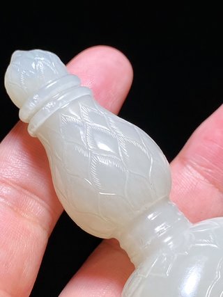 葫芦|辽金 和田玉籽料 白玉 凤鸟纹 葫芦形 玉瓶