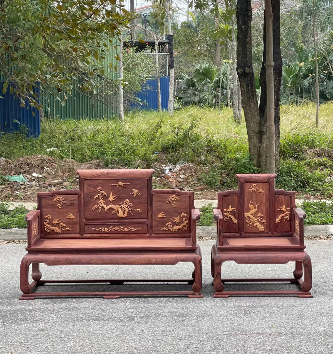 国标红木花枝沙发，原木白胚展示，半成品毛胚干净