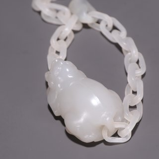 玉雕|旧藏·和田玉雕貔貅锁链手链