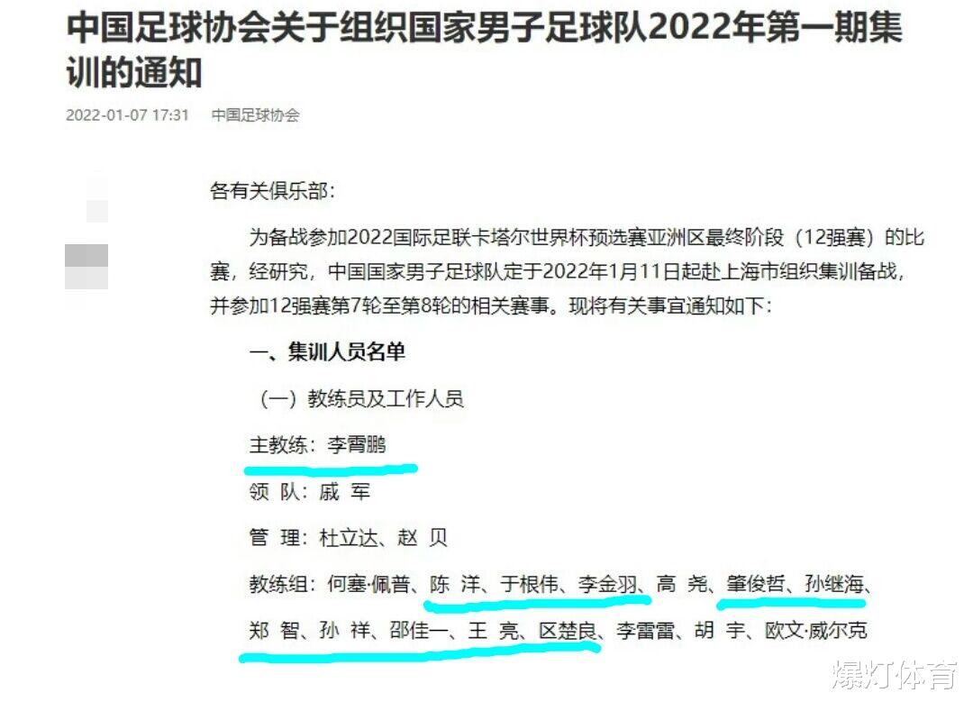 国足|国足教练组这11人厉害吗？门将区楚良，后卫孙继海，前锋李金羽