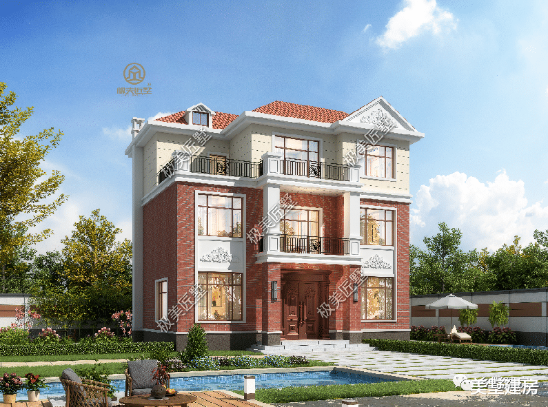 这样的三层简欧风别墅，谁不爱？暖暖的红色温暖的家