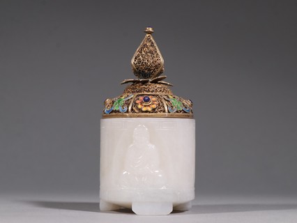 玉扳指|清 和田玉扳指带盒一套