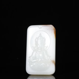 和田玉籽料|旧藏【和田玉籽料 藏传观音 玉牌】