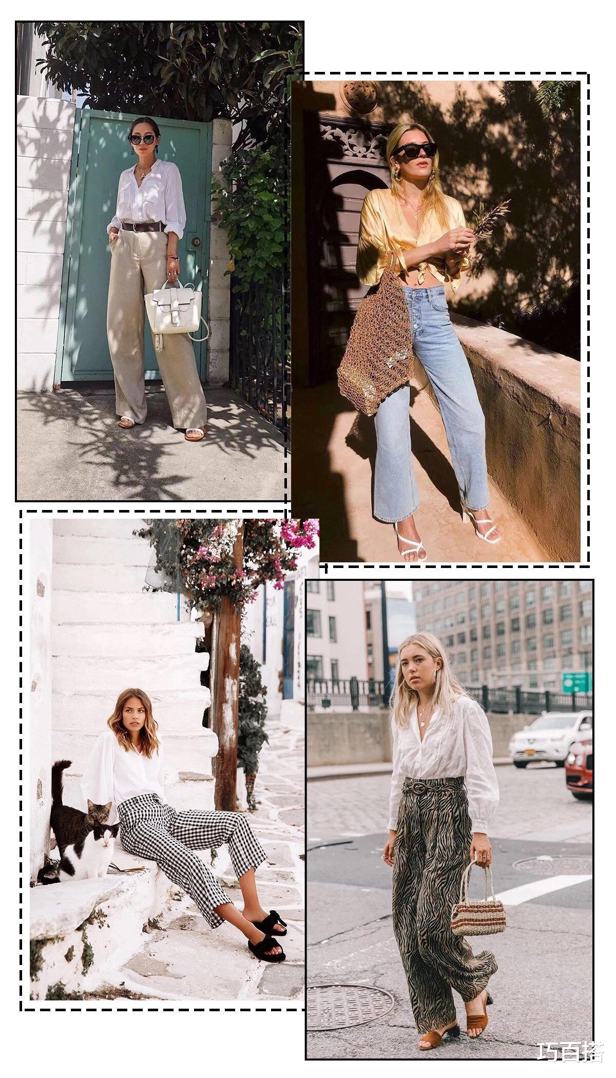 短上衣＋阔腿裤，不用考虑身材的万能公式，穿上就能显高显瘦