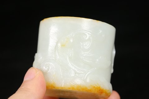 玉扳指|清代 和田玉扳指盒一套