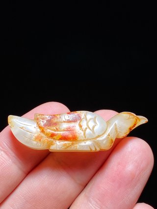 和田玉籽料|明 和田玉籽料 白玉 玉鸟 挂件挂坠