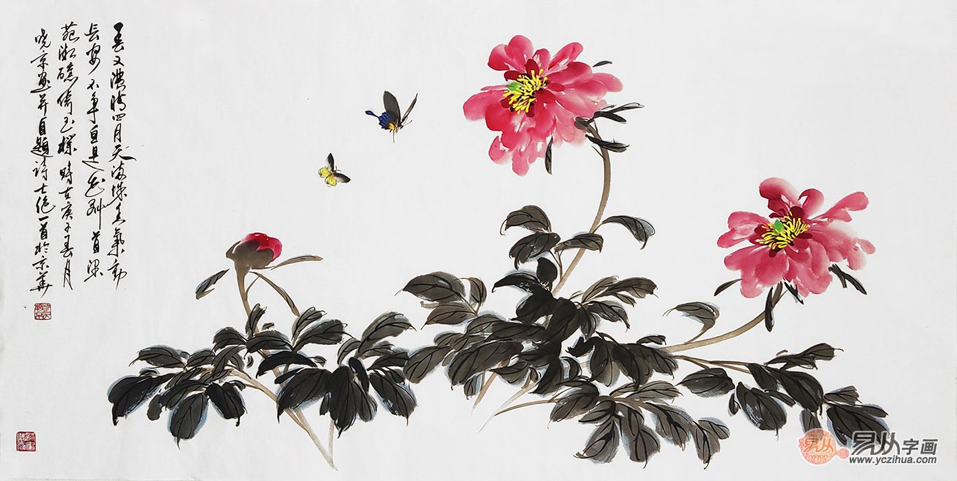 客厅挂什么画好？国画牡丹图，为家增添富贵气息