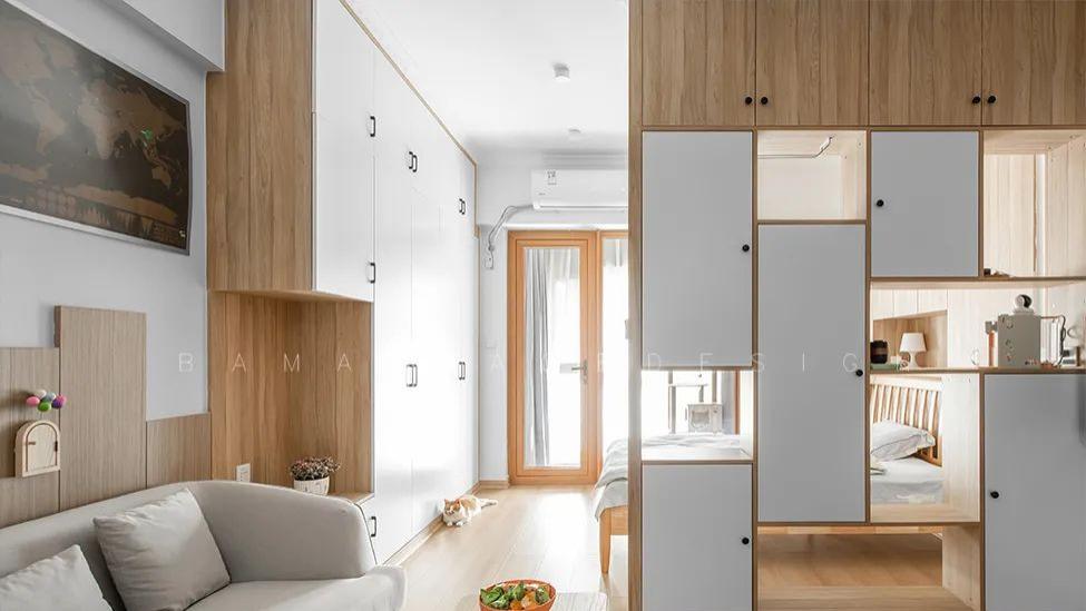 59㎡异形小户型改造，全屋采用整体定制，打造出极致收纳