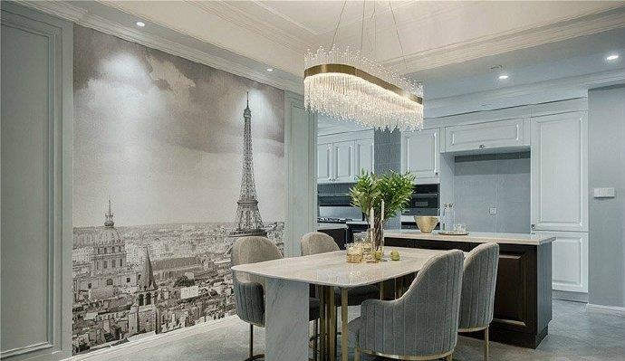 128㎡湖水绿清新美式三居,这乳胶漆配色没技巧估计配不出来!