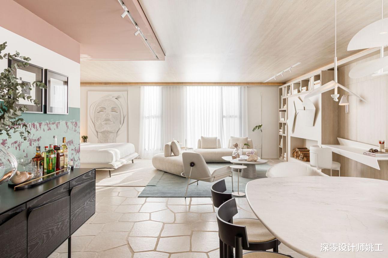 小户型78㎡自住，全屋米色奠定基调，粉绿点缀，简约和复古的碰撞