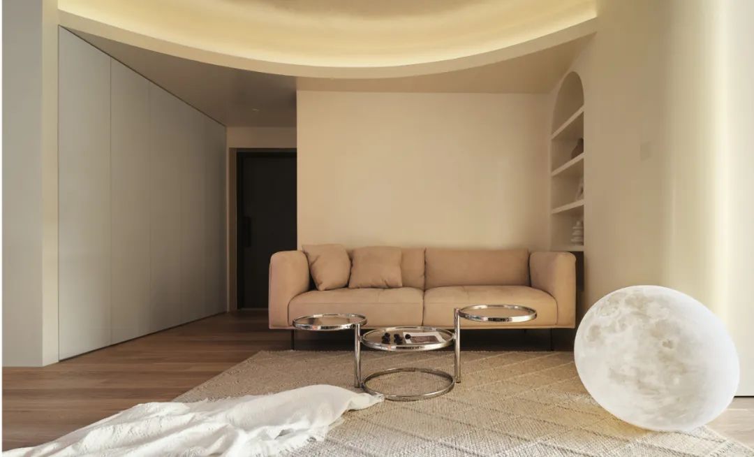 95后83㎡婚房设计,奶油色艺术涂料,让家告别喧嚣,享受自在与舒适!
