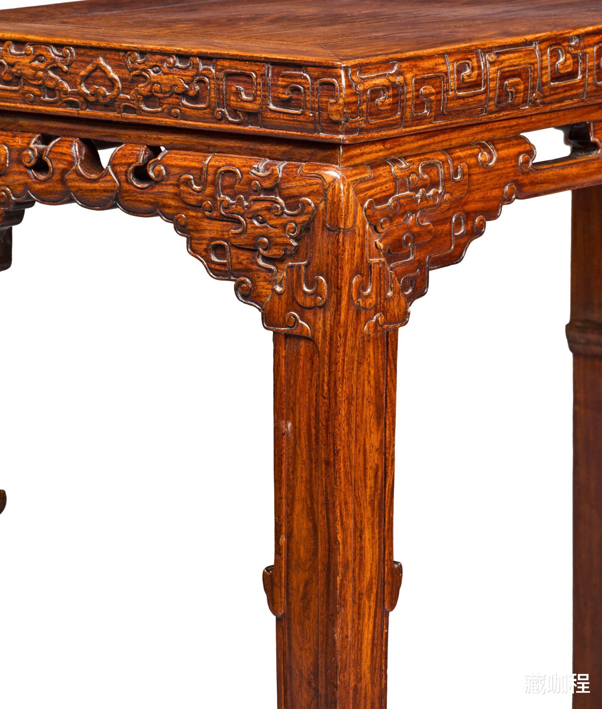 |木质炫美、雕饰华丽，清黄花梨夔龙纹条桌重器