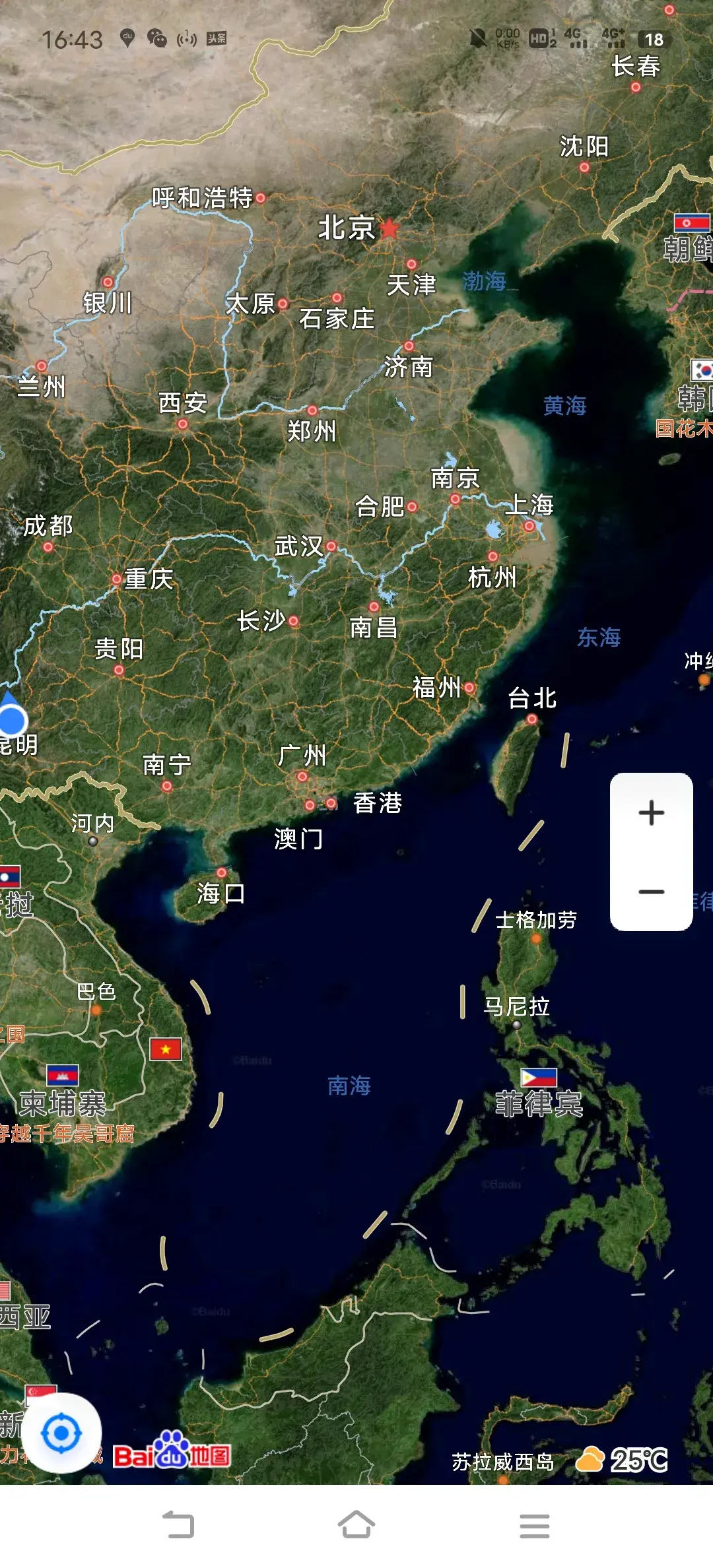 百度地图、高德地图等地图软件已经更新了，台湾省的卫星地图