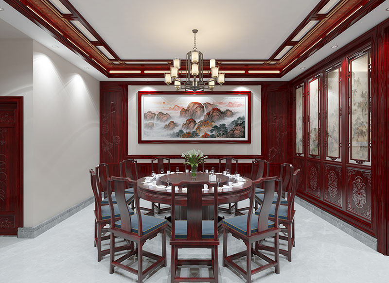 红木餐厅装修｜四方食事，不过一碗人间烟火