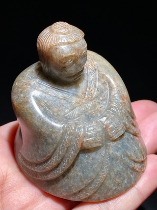 翡翠|汉 和田玉籽料 玉人 玉俑 席镇摆件