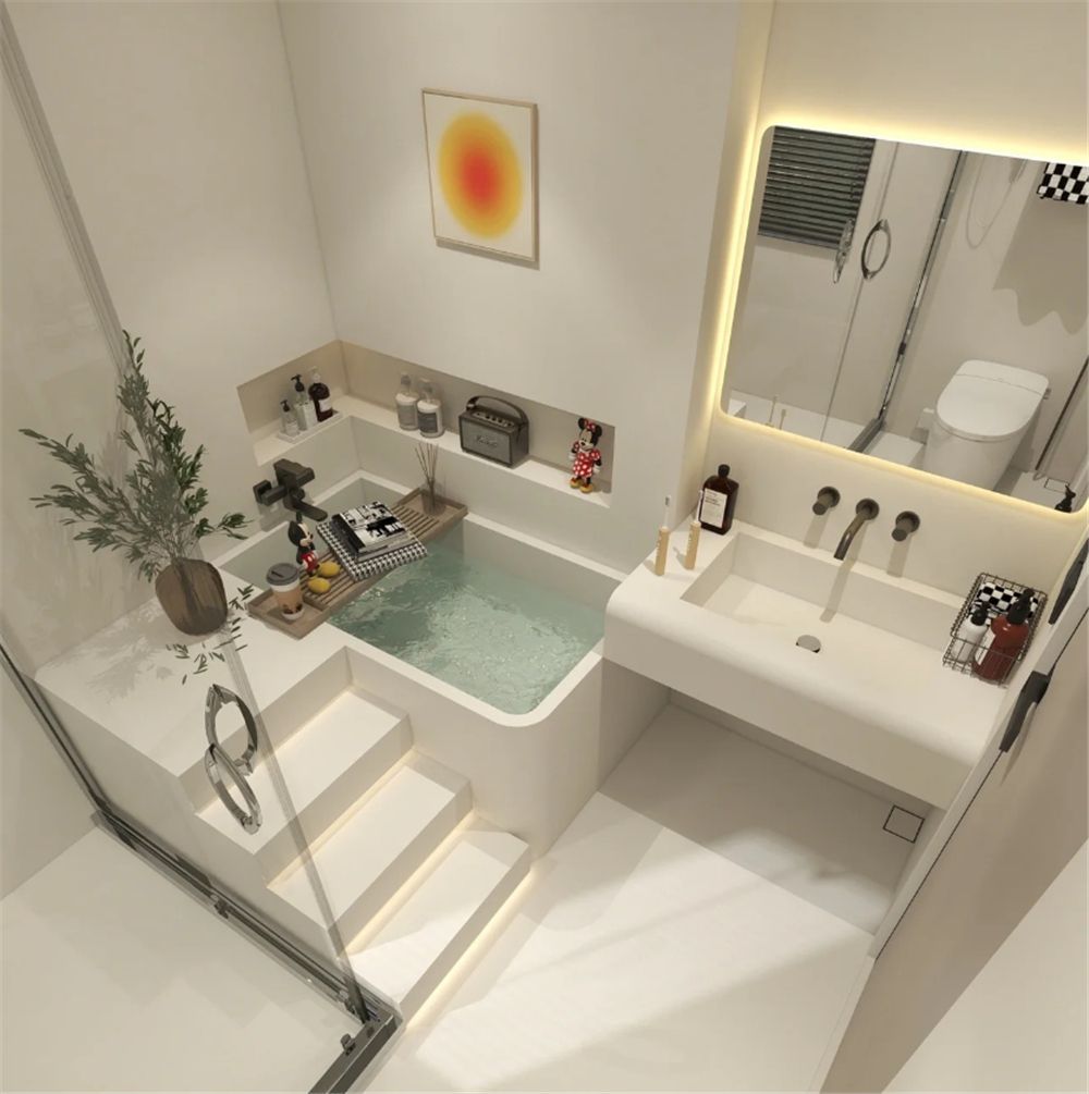 她晒出自家卫生间:自砌浴缸泡澡太爽,卫浴干净整洁就像样板间