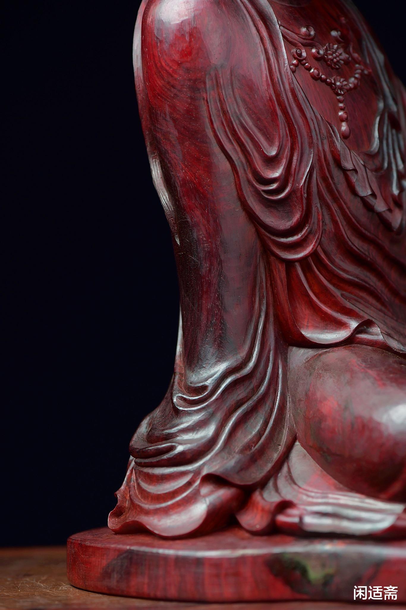 |紫檀木雕佛造像，仙作清刀工艺，自在观音