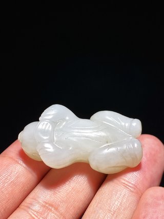|清 和田玉籽料 白玉 童子 吊坠 挂件