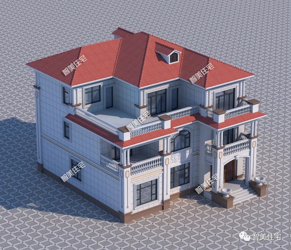 六栋带堂屋设计的简欧别墅,大门不居中放,都是农村建房的方向标