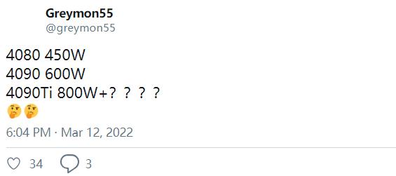 苹果|没跑了：RTX 4090显卡功耗达600W！4090 Ti 800W？