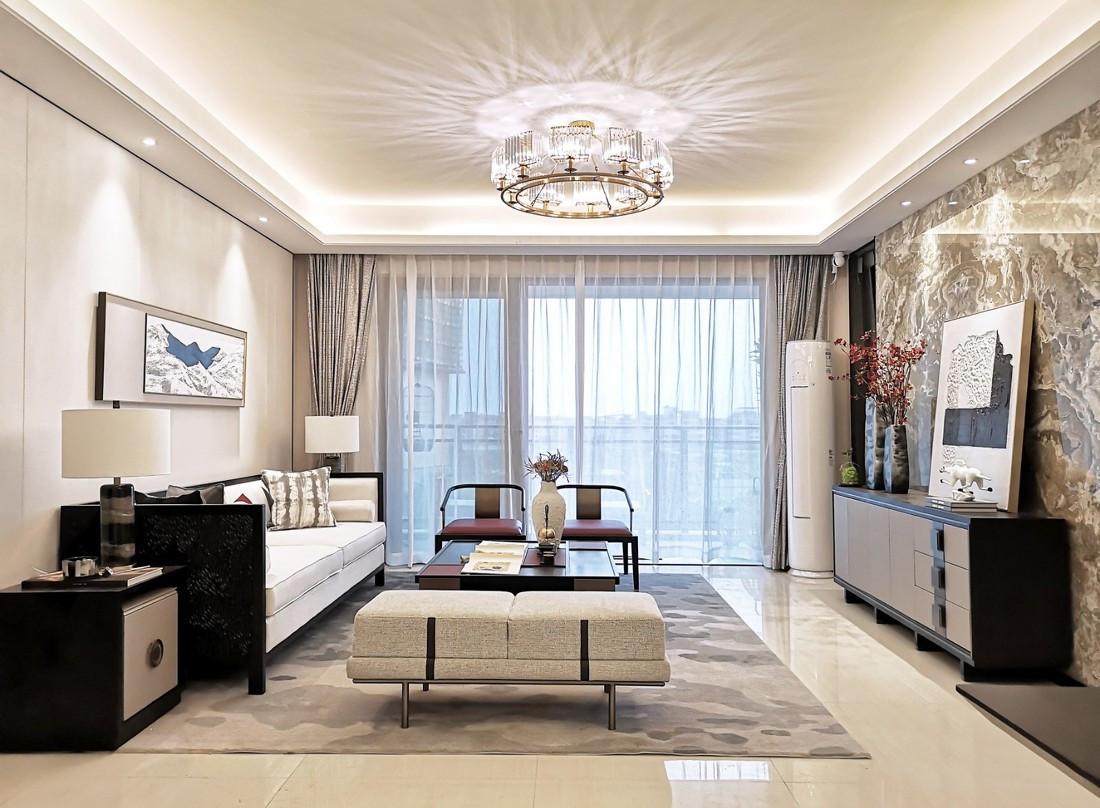 124平中式四居室在现代文明中体现东方气质,古典中又带着低奢