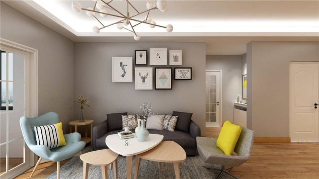 109平现代风三居室,配色鲜明空间不沉闷,勃勃生机