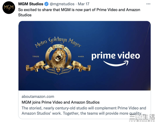 亚马逊|成功收购米高梅,或意味Prime Video将迎来爆发