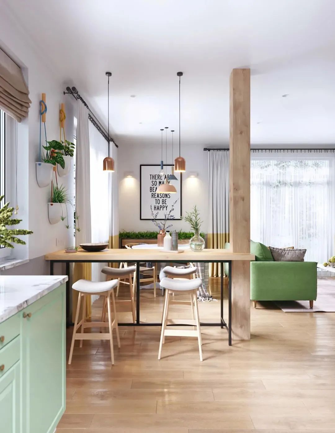 70㎡简约小公寓,简单鲜艳的空间,满屋清新文艺气息感