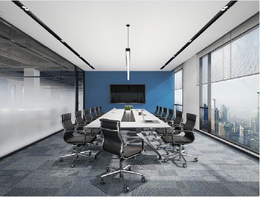 裁员|狸办公案例精选：鸿旗集团办公室，沉稳蓝与质感黑碰撞的金属质感