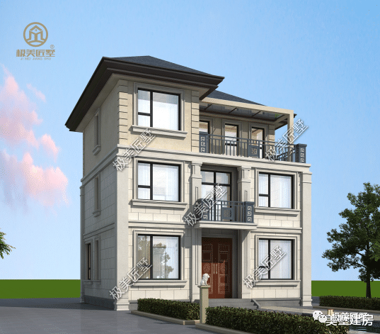 小占地的简欧风格别墅，90方六卧六卫户型，麻雀虽小五脏俱全！