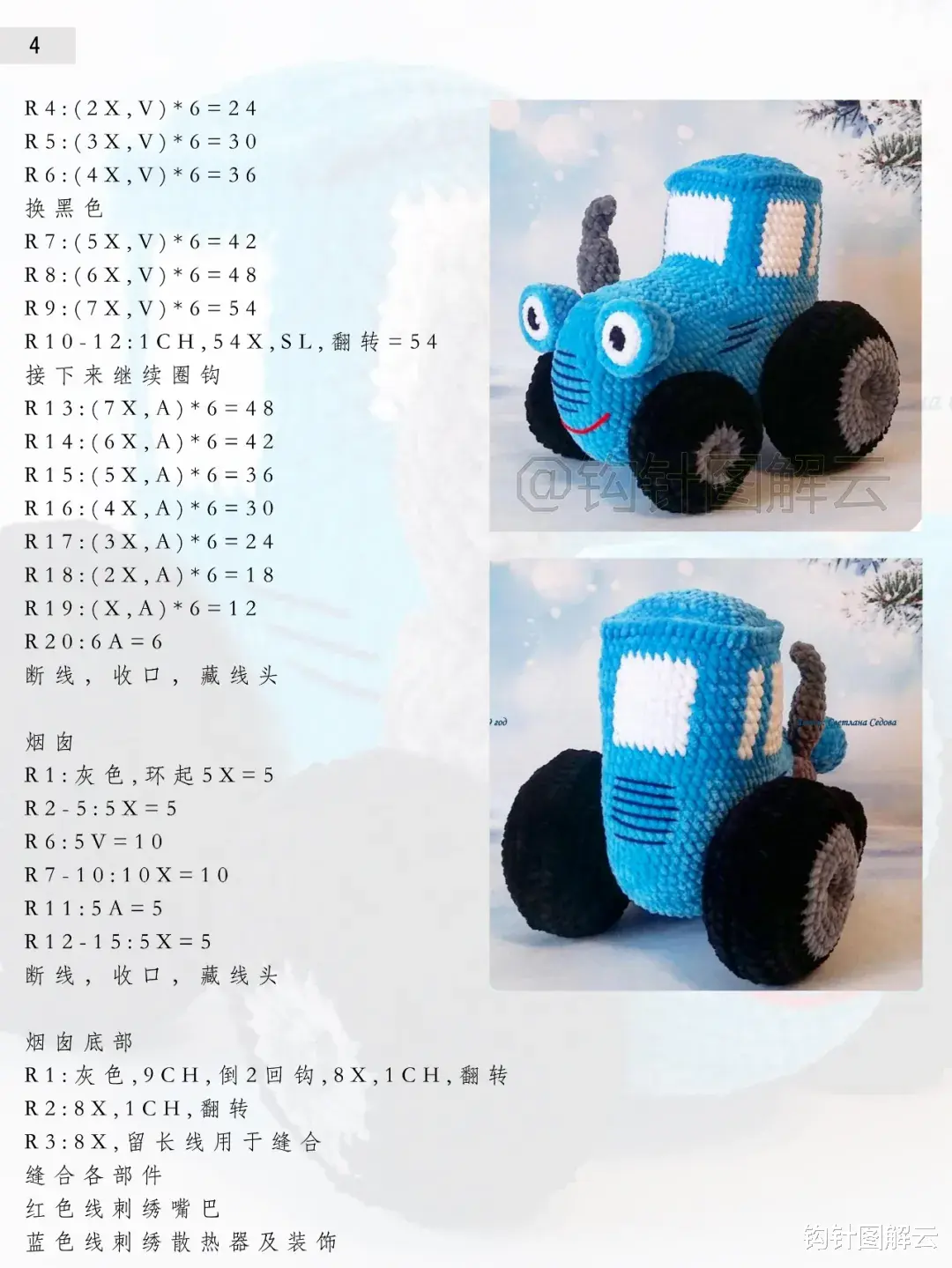 蓝色拖拉机逆袭编织圈，这架势堪比SUV，附DIY钩针图解教程