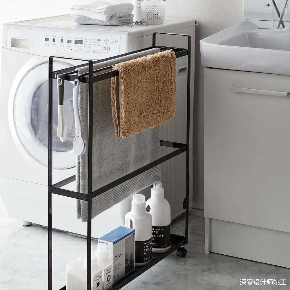 从没后悔，在洗衣机旁的缝隙装个可抽拉窄柜，收纳能力是真的强