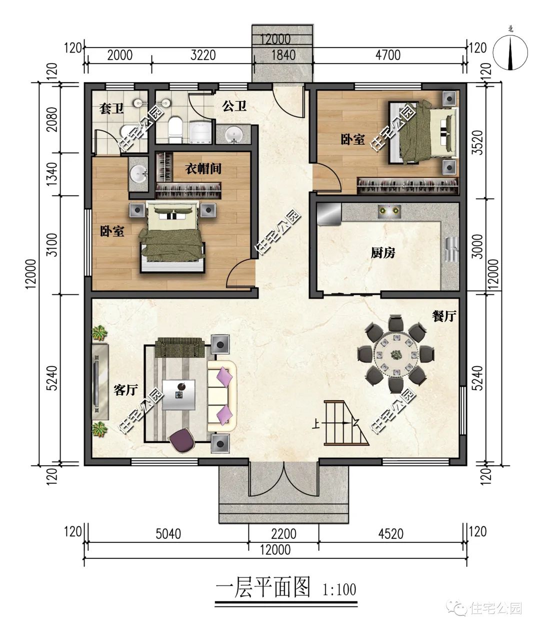 12×14米带挑空餐厅的二层新中式别墅,挑空餐厅和挑空客厅谁更好