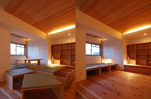 小户型装榻榻米新思路，1个箱体拼合实现4种功能，顺便省一间房