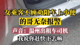 太奇葩，女乘客不顾劝阻在车上小便，出租车司机无奈报警