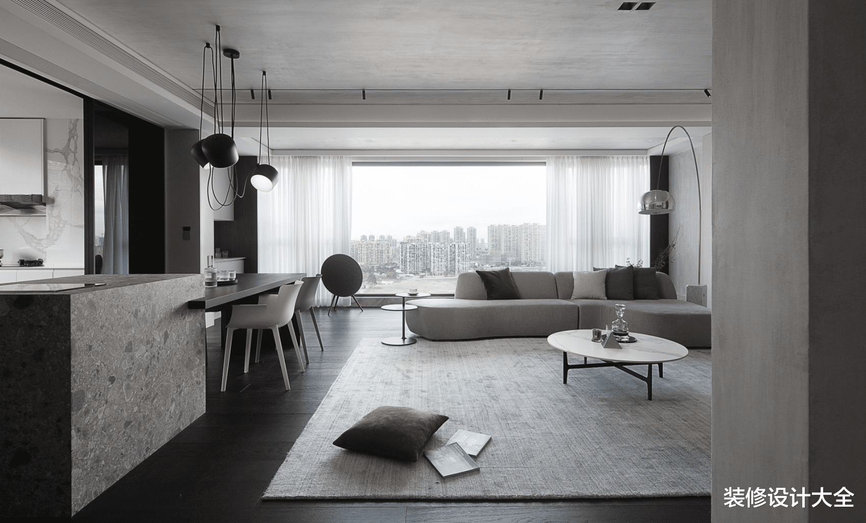 215平的大平层装修,全屋干净利落,色调统一,大气极了!