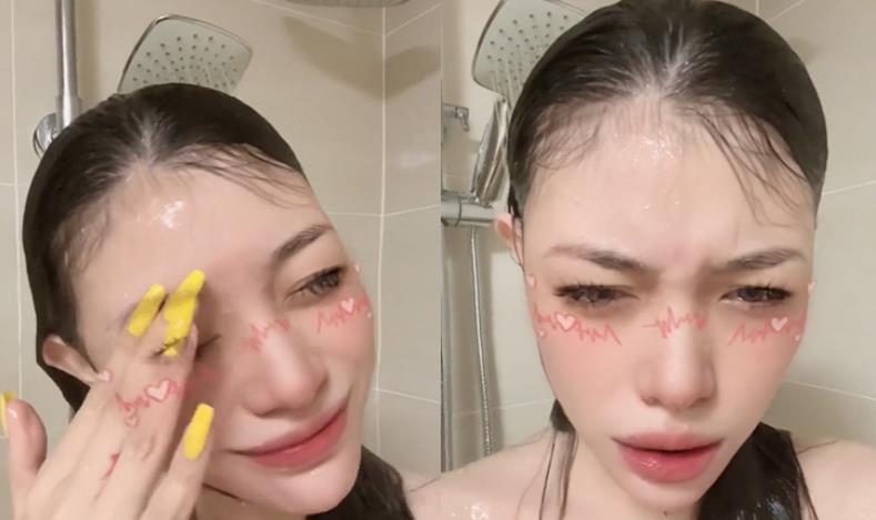 葛荟婕|葛荟婕一边洗澡一边拍视频！大露锁骨皮肤白嫩，下巴一颗痘痘抢镜