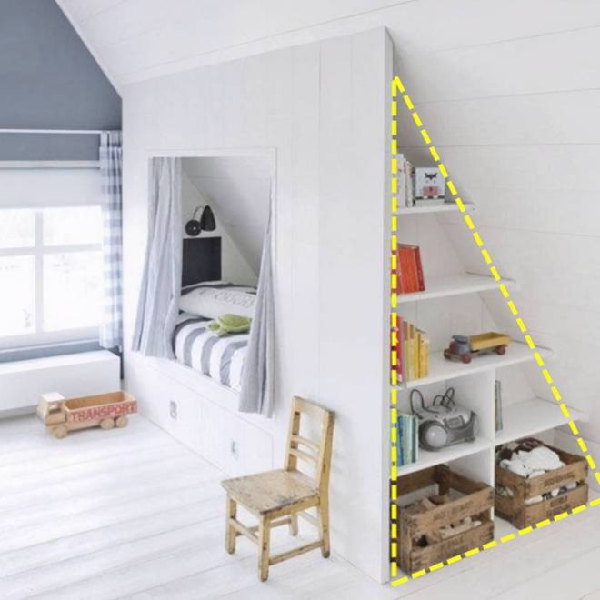 把开发商送的15平阁楼改造,斜顶墙做内嵌卧室+储物间,好机智!