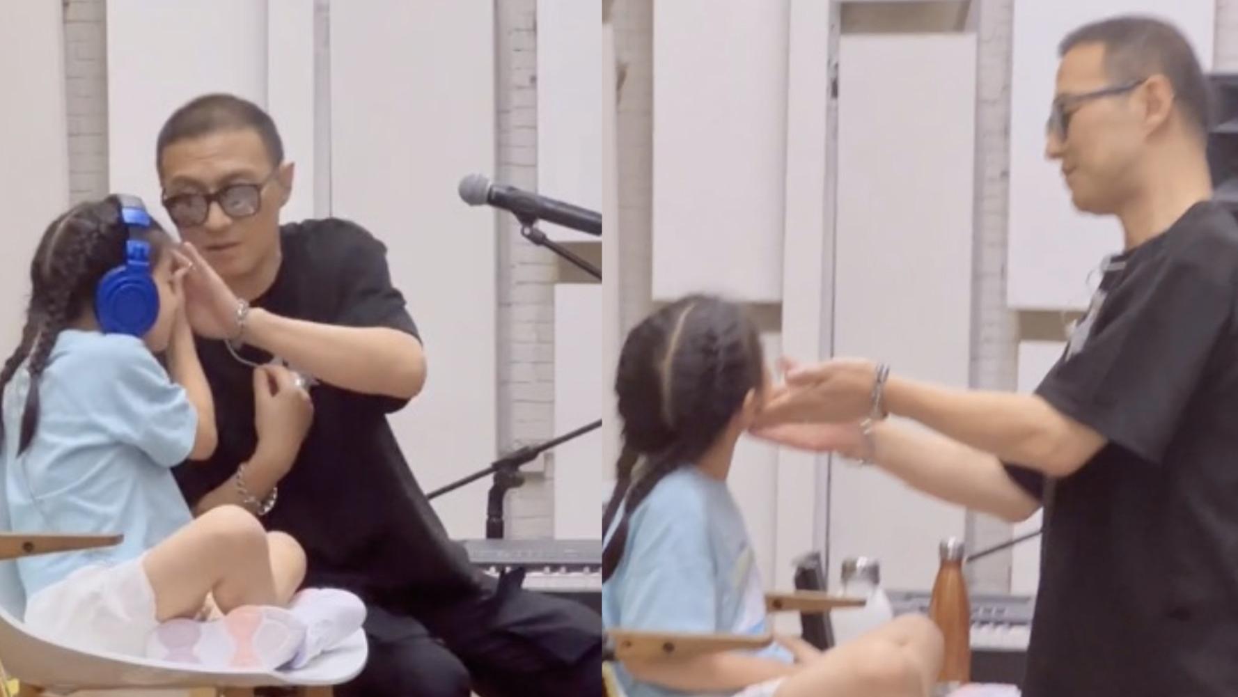 张翰|6岁醒宝探班爸爸，落落大方气场似章子怡，汪峰父女吻别难舍难分