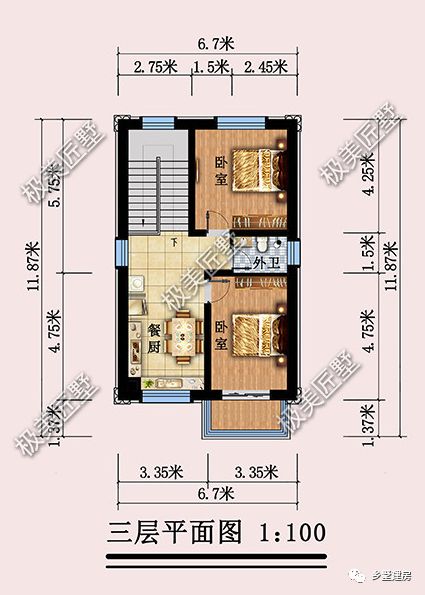 小面宽大进深的宅基地，如何才能建好房，看看这款设计如何