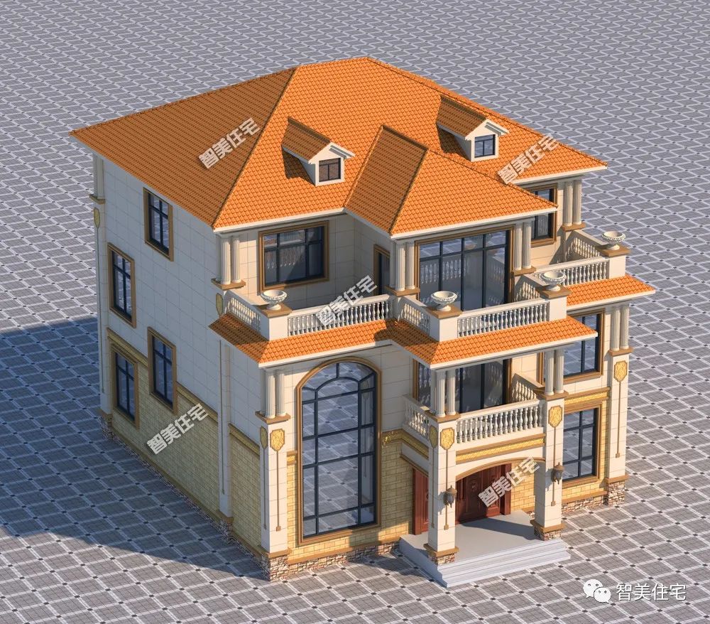 12.5×13米农村别墅,带旋转楼梯设计,这栋房子可真洋气!