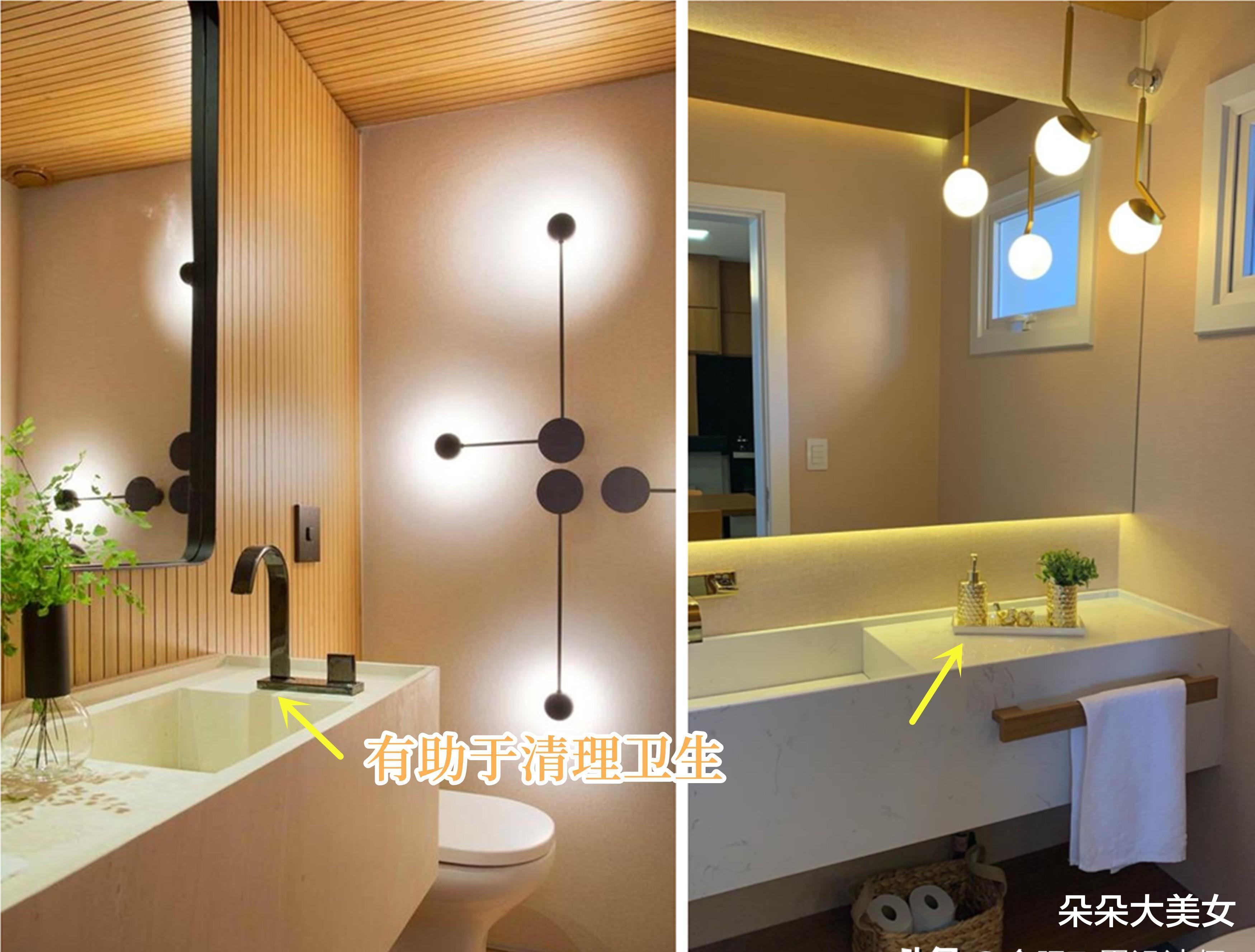 洗漱台台面尝试“下陷设计”,用起来才发现,这2公分确实有必要